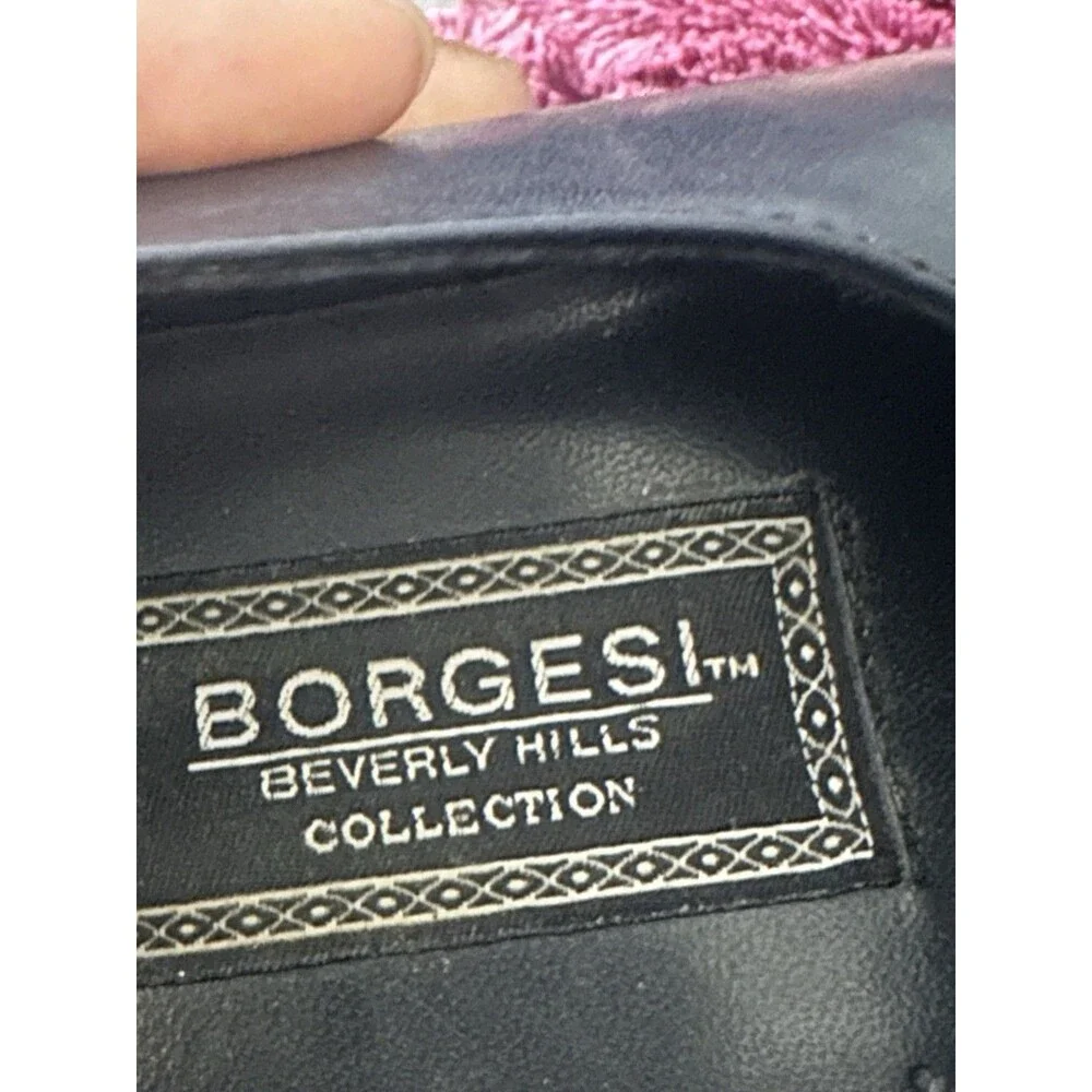 Borgesi Beverly Hills Collection Men’s Navy Blue Loafers Leather & Corduroy Sz46